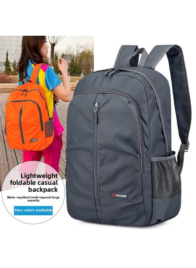 Ultra-Light Portable Folding Travel Backpack Unisex Outdoor Sports Hiking Mountain Climbing Bag Oxford Cloth Pure Color Camping Riding-Color:Purple-Capacity:Below 20L - Image 2